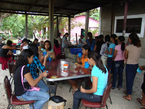 Time for lunch break for a group of youth gathered for a vocation encounter