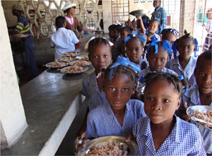 Sisters helping at the Nutrition Centre in Haiti.